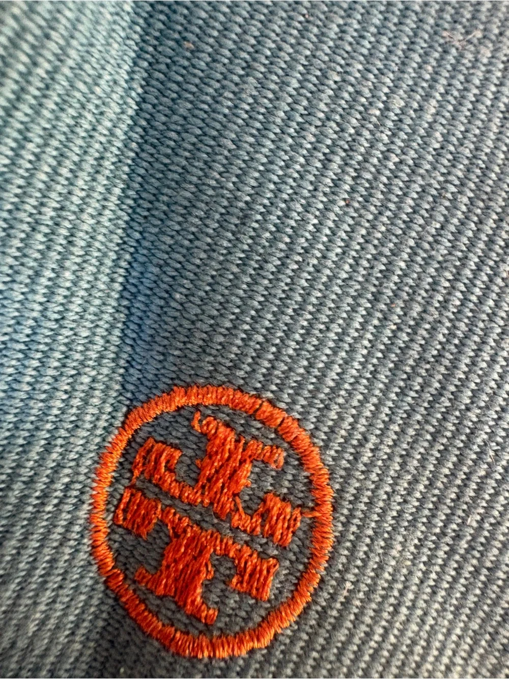 Tory Burch Turquoise Canvas Espadrilles with Orange Logo